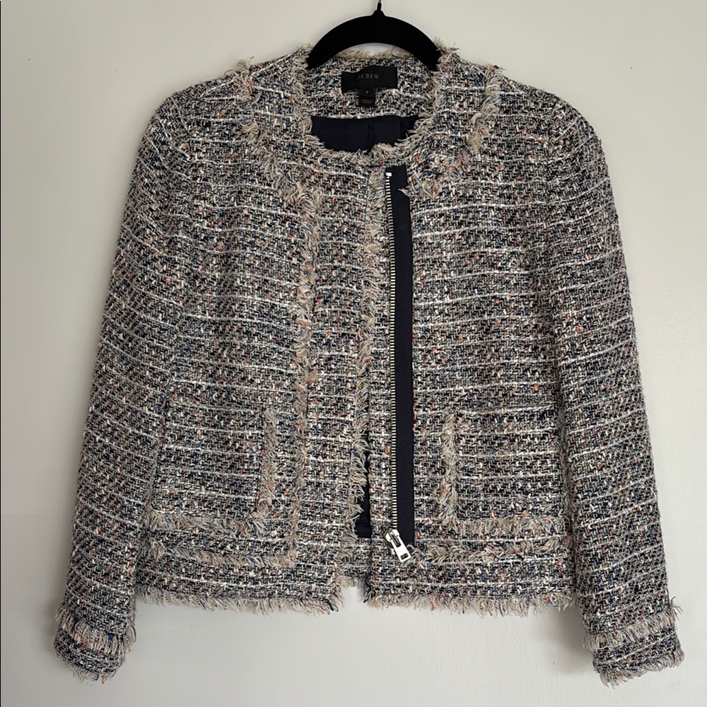 J. Crew Textured Tweed Blazer - Black and Gray